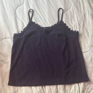 Lace Trim Dark Blue Camisole